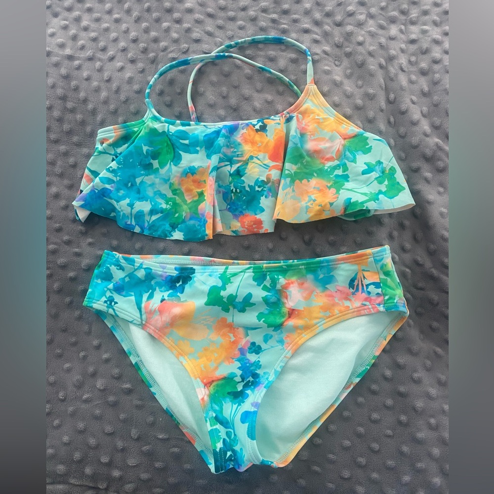 Athleta Kids Swim Bikini - Blue and Orange Floral